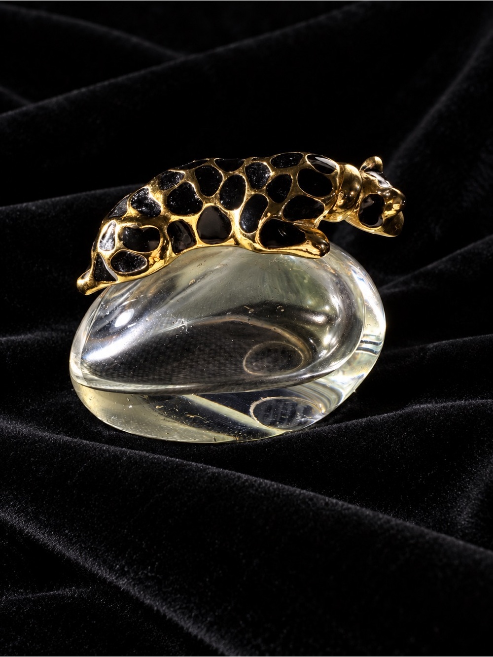 Gale Hayman Glamour Perfume Bottle with Enameled Leopard Stopper